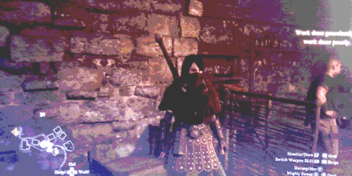 my character standing against a wall