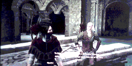 My character in conversation with an elf, subtitles illegable